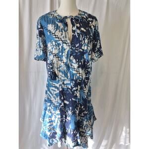 Reiss Womens Designer Blue Posey Ditsy Print Flippy Dress US 10